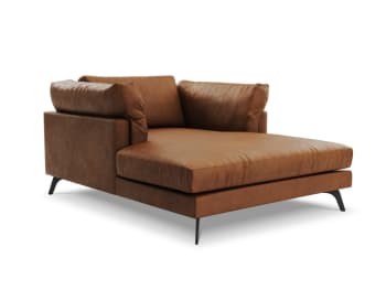 CAMILLE - Chaise longue de cuero auténtico marrón