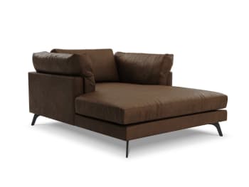 CAMILLE - Chaise longue de cuero auténtico marrón oscuro