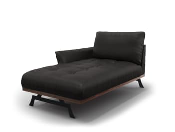 Olivier - Chaise longue sinistra in pelle naturale nero