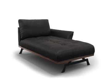 Olivier - Chaise longue destra in pelle naturale nero