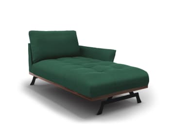 Olivier - Chaise longue destra in tessuto strutturato verde