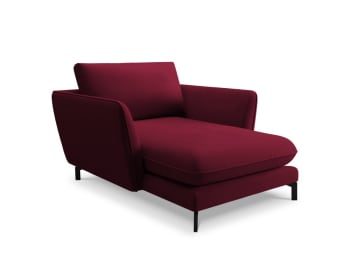 PODIUM - Chaise longue in velluto rosso scuro