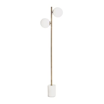 QAZQA Lampada da terra stijn - Moderno - Acciaio - Nero/Ottone - Oblungo Max. 2 x Watt