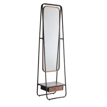 STRAW - Espejo de pie, de hierro, en color negro, de 53x32x183cm