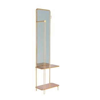 BELITSA - Espejo de pie, de hierro, en color oro, de 51x30x183cm