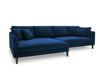 PROVENCE - Canapé d'angle 4 places en velours bleu roi
