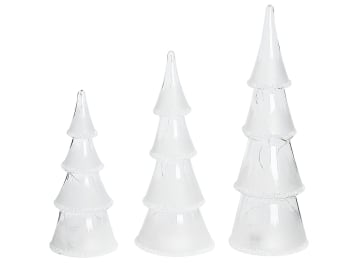Kierinki - Lot de 3 statuettes déco sapins de Noël blancs avec LED