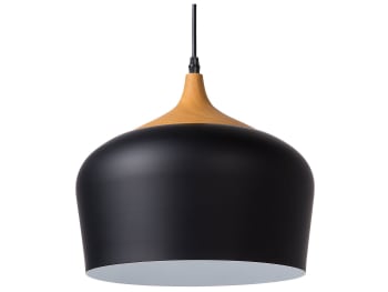 Angara - Lámpara de techo de metal negro madera clara 173 cm