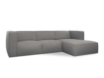 MUSE - Canapé d'angle 5 places en tissu structuré gris