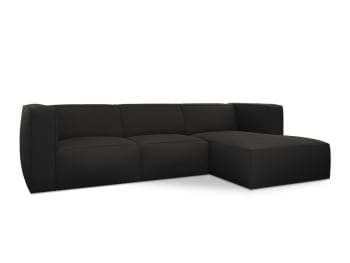 MUSE - Canapé d'angle 5 places en tissu structuré noir