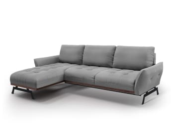 OLIVIER - Canapé d'angle 4 places en tissu structuré gris