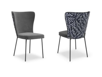 SILENE - Ensemble de 2 chaises 1 place en velours gris foncé