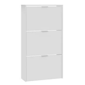 RUBI - Mueble zapatero 3 puertas color blanco brillo, 60 cm x 22 cm x 113 cm