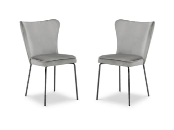 SILENE - Ensemble de 2 chaises 1 place en velours gris clair
