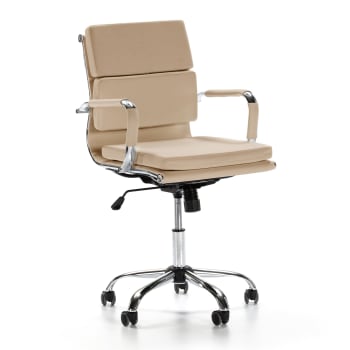 FENIX - Sillón de oficina reclinable taupe, piel sintética, altura ajustable
