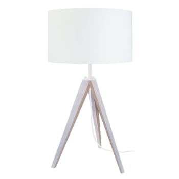 IDUN - Lampe de chevet bois blanc d'ivoire