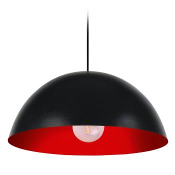 DEMI-BOULE - Lámpara colgante de metal negro y rojo