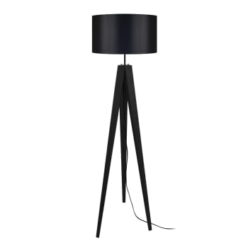 Lampada Da Terra A Treppiede In Legno E Ottone Antico - Altezza 152cm - Perfetta Per L'Armonia Del Soggiorno - 5