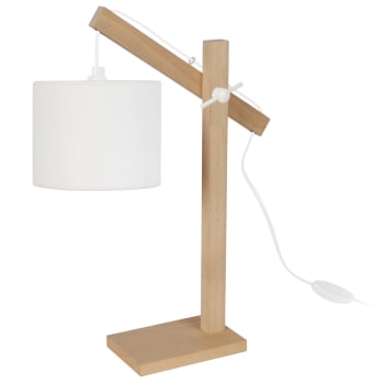 ENKEL - Lampe de bureau bois naturel et écru