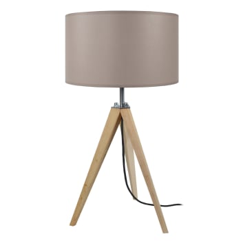 IDUN - lampada da comodino legno naturale e taupe