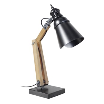 IRON - Lámpara de escritorio madera natural y antracita