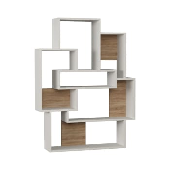 Bibliothèque étagère meuble de rangement design contemporain en s 4 étagères  60l x 24l x 148h cm chêne blanc - Conforama