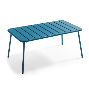 Palavas - Table basse de jardin acier bleu pacific