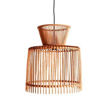 ARTEAGA - Lámpara de techo de bambú en color marrón de 43x43x47cm