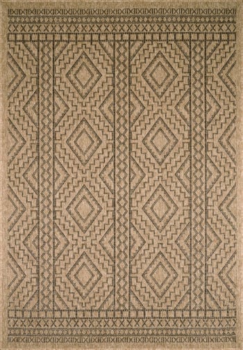 NATURE - Tapis intérieur et extérieur aspect jute motif géométrique 120x160
