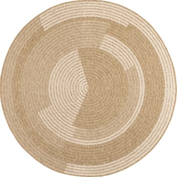 NATURE - Tapis intérieur/extérieur effet jute motif abstrait blanc diamètre 120