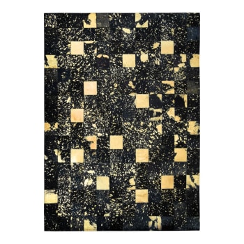 Cuir - Tapis recyclé cuir éclats or noir 120x170