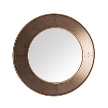 THUSIS - Specchio in Ferro, colore Dorato, 92x9x92 cm