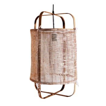 Lámpara de techo, de bambú, en color marrón, de 33x33x58cm