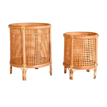 ARTEAGA - Macetero, de bambú, en color marrón, de 32x32x38cm