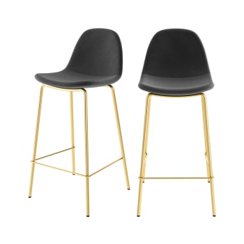 Henrik - Set aus 2 Stuhl für Mittelinsel aus schwarzem Samt, 65 cm