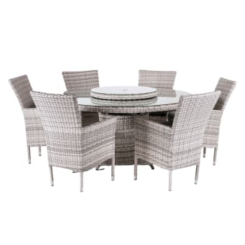 Gartentisch Set 8 personen eukalyptus, edelstahl heller holzfarbton
