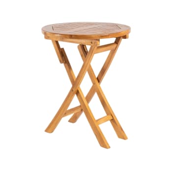 Mesa para jardín redonda y plegable de madera de teca 60x76 cm