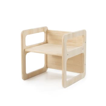 CUBE3 - Set 3 sillas madera pino en color natural Montessori.