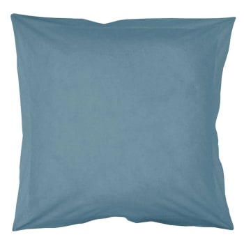 Taie d'oreiller unie en coton bio bleu 65x65 cm