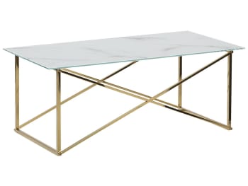Emporia - Table basse effet marbre blanc structure dorée