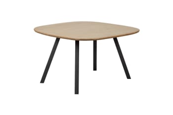 Tablo - Table 130x130 en chêne massif beige avec pieds carré