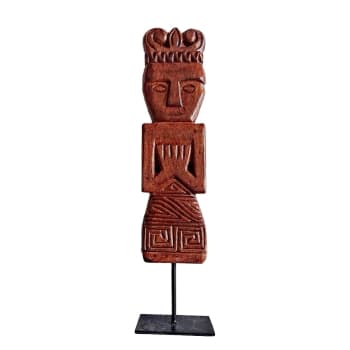 SUMBA - Estatua decorativa de madera tallada, marrón A42 cm
