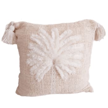 BRISE - Housse de coussin brodée en cotton, blanc 40x40cm