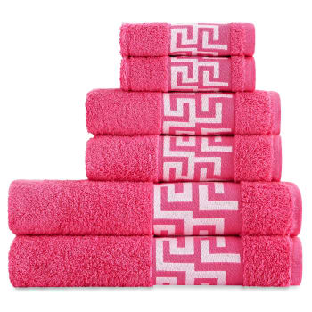 CESAR - Juego 6 toallas de baño de algodón 500 Gr.  Fucsia