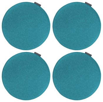 Avaro - Galettes de chaises rondes bleu pétrole - Lot de 4 -  Ø 35cm