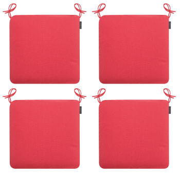 Capri - Galettes de chaises extérieur à nouettes rouge - Lot de 4 - 44x44