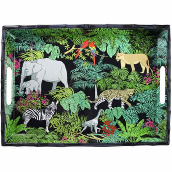 Jungle - Grand Plateau 50 cm en mélamine pure avec des motifs jungle
