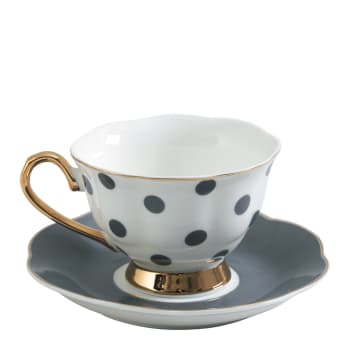 Madame de récamier - Tasse à thé pois gris 19cl