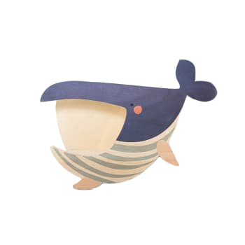 WHALE - Étagère en bois de bouleau bleu et blanc forme de baleine.