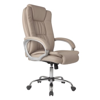 KAREN - Chaise de bureau elevable et Fauteuil inclinable en simili cuir taupe